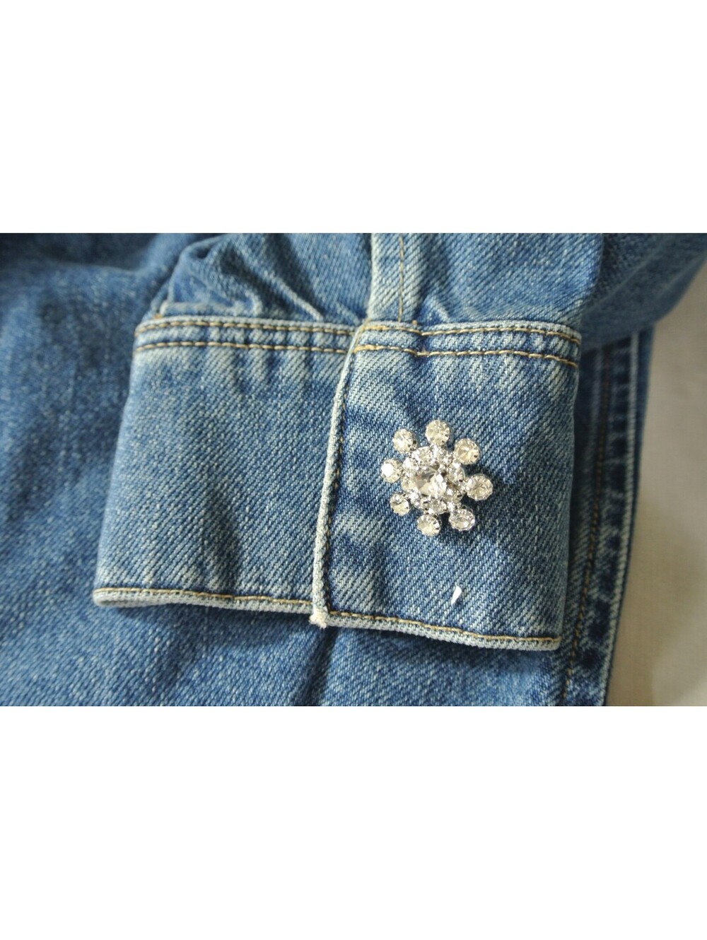 NEW, AllSaints Enna Embellished Denim Snap-Up Shirt in Indigo Sz M #SJ2506 - Picture 8 of 11